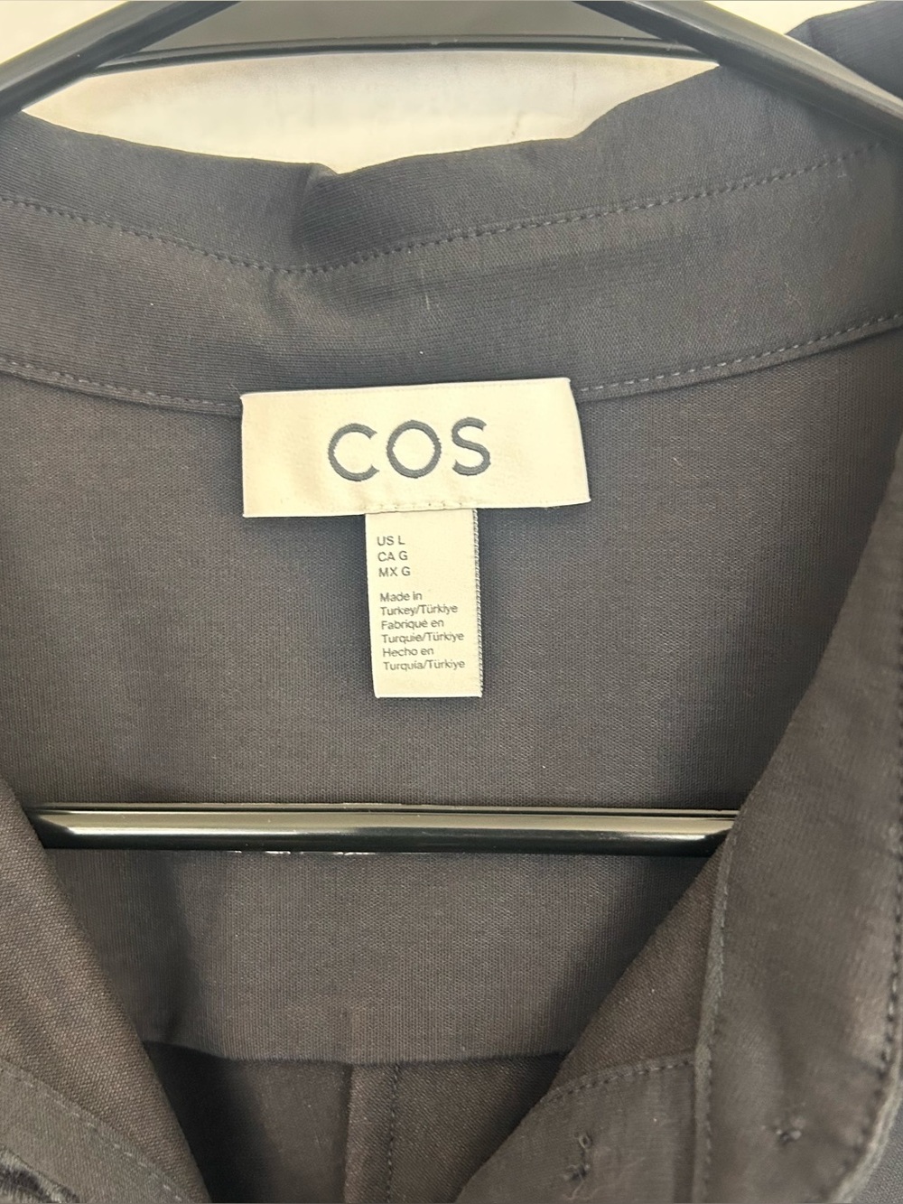 COS Dark Blue Short Sleeve Ruched Button Front Shirt Collared Midi Dress Large - Picture 10 of 12